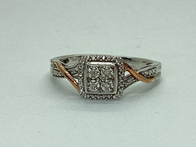 Lot 75 - A Modern Diamond Set Two Colour Dress Ring,...
