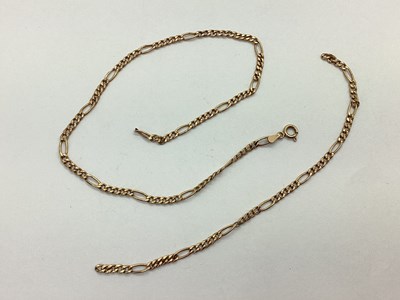 Lot 90 - A 9ct Gold Figaro Link Chain, (broken /...