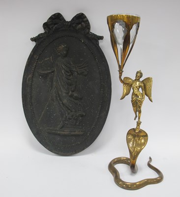 Lot 1209 - Brass Freetanding Posy with Angelic Support,...