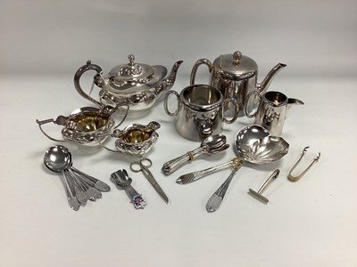 Lot 187 - Decorative Plated Three Piece Tea Set, dessert...