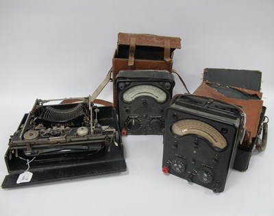 Lot 1439 - Corona Fold Over Typewriter, two avometers (3).