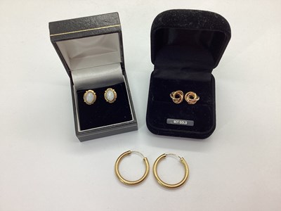 Lot 119 - A Pair of Modern Hoop Earrings, textured...