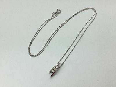 Lot 96 - A Modern 9ct White Gold Diamond Set Pendant,...