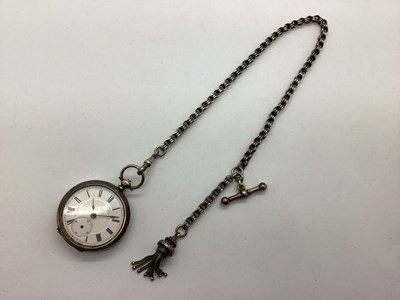 Lot 157 - A Decorative Fob Watch, the unsigned white...