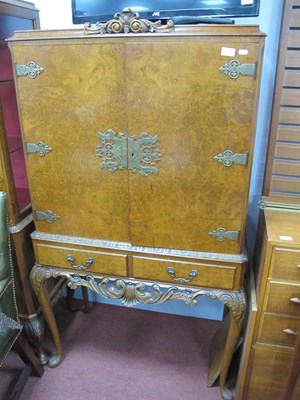 Lot 1608 - XX Century Walnut Cocktail Cabinet, with a...