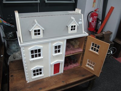 Lot 1552 - Girls Grey and White Painted Dolls House, with...