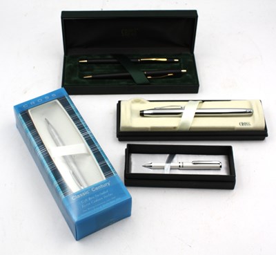Lot 1384 - Three Boxed Cross Ballpoint Pens with Zebra...