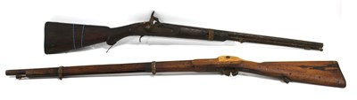 Lot 406 - XIX Century Percussion Muskets (x 2), missing...