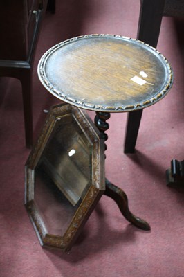 Lot 1532 - Oak Wine Table with circular dish top on...