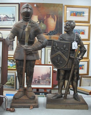 Lot 1442 - Two Cast Iron Poker Stands, each as a knight...