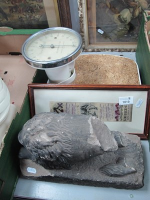 Lot 1019 - Carved Stone Figure of a Lion (back absent) on...