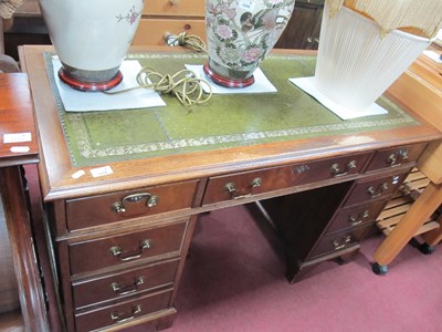 Lot 1558 - Mahogany Pedestal Desk with inset scriver to...