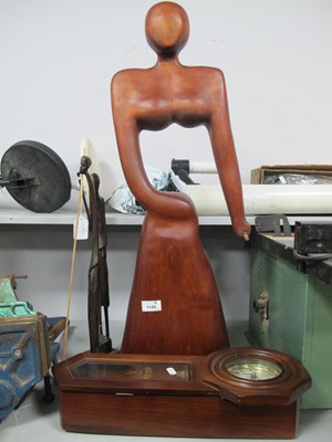 Lot 1145 - Carved Hardwood Female Figure, 78cm tall, two...