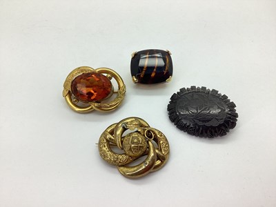 Lot 105 - A Victorian Carved Jet Mourning Brooch, of...