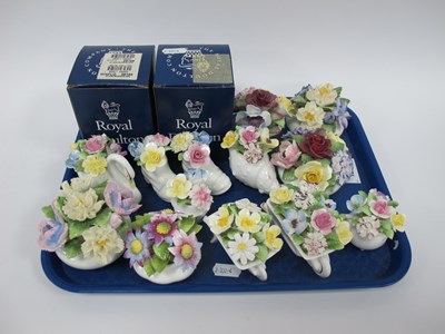 Lot 1221 - Fifteen Royal Doulton porcelain posy ornaments,...