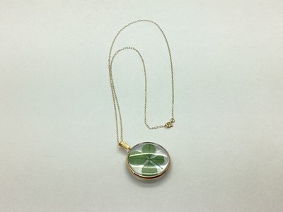 Lot 92 - A Pressed Four Leaf Clover Glazed Pendant, of...