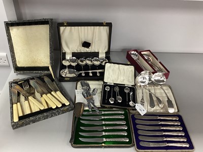 Lot 181 - Cased Sets of Hallmarked Silver Handled Tea...