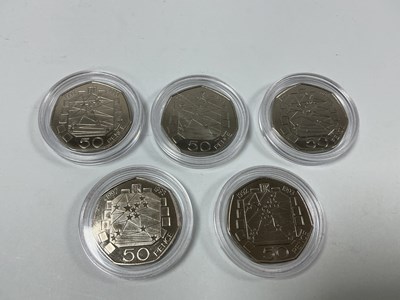 Lot 490 - Five EEC 1992-1993 Dual Dated 50p Coins, all...