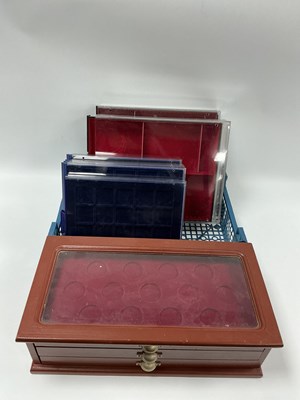 Lot 308 - Three Tray Wooden Fitted Coin Box, together...