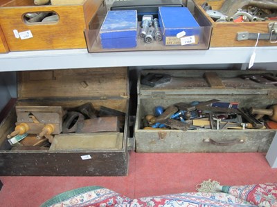 Lot 1175 - Two Wooden Boxes of Tools, including plough,...