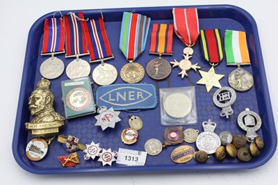 Lot 1313 - Three WWII Service Medals, other repro medals...