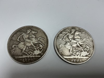 Lot 473 - Two GB Victoria Silver Crowns, 1890 and 1896.