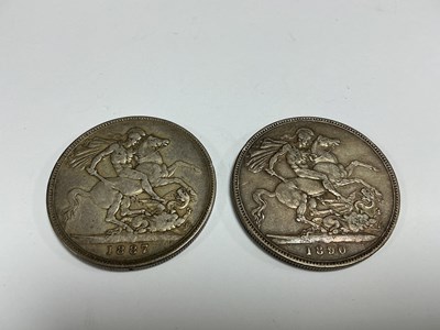 Lot 461 - Two GB Victoria Silver Crowns, 1887 and 1890.