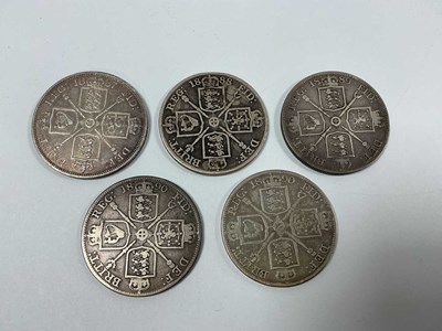 Lot 510 - Five GB XIX Century Silver Double Florins,...
