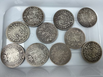 Lot 455 - Collection Of Ten GB Victoria Silver Half Crowns.