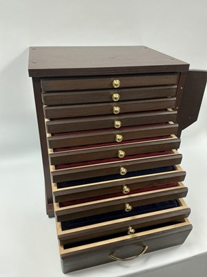 Lot 301 - A Ten Tray Wooden Fitted Coin Display Case,...