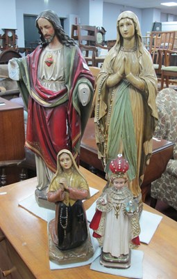 Lot 1593 - Plaster Figure of Jesus, 64cm tall (forearms...