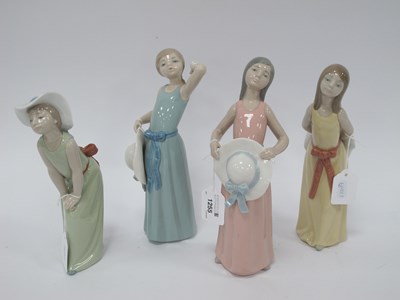 Lot 1255 - Lladro Figures of Ladies with large hats, the...