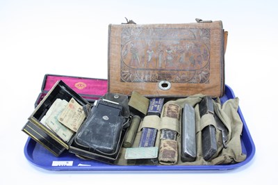 Lot 1371 - Cut Throat Razors (7), trench art match box...