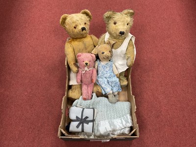 Lot 844 - Three Well Loved Teddy Bears, and a homemade...