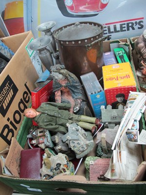 Lot 1010 - Copper Tea Urn, candelsticks, model cottages,...
