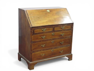 Lot 1543 - A XVIII Century Mahogany Inlaid Bureau, with a...