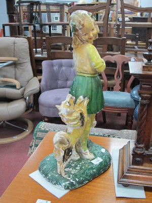 Lot 1600 - 1930s Plaster Figure of a Girl with a Playful...