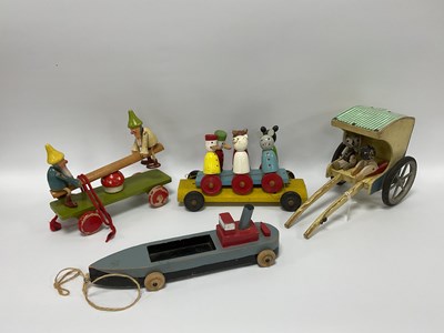 Lot 908 - Four Circa 1950's Wooden Toys, to include two...