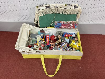 Lot 855 - A Yellow and White Carry Cot, containing many...