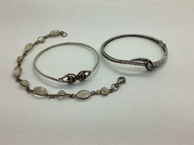 Lot 132 - Modern 925 and CZ Hinged Bangle, of shaped...