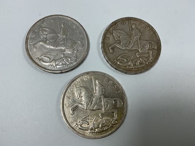 Lot 440 - Three GB 1935 George V Silver Crowns.
