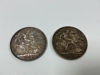 Lot 480 - Two GB Victoria Silver Crowns, 1889 and 1893.
