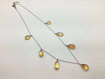 Lot 142 - An Antique Style Dainty Faceted Citrine Drop...
