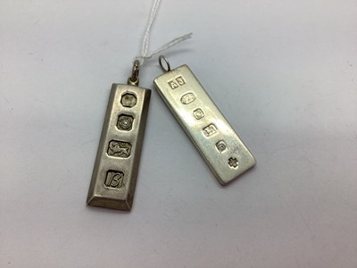 Lot 12 - Two Hallmarked Silver Ingot Pendants, bearing...