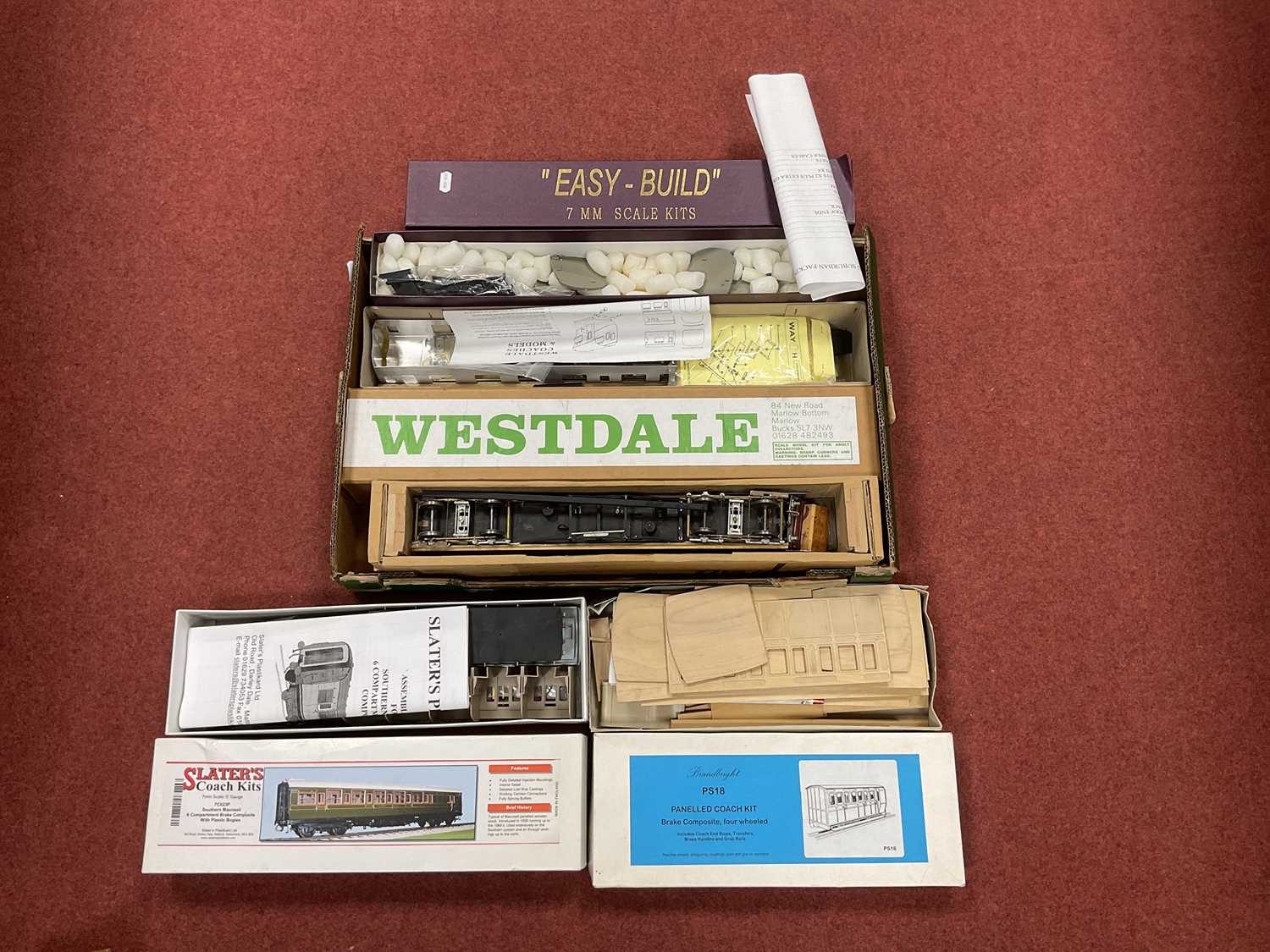 Lot 339 - Five 'O' Gauge/7mm Boxed Passenger Coach Kits,...
