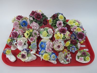 Lot 1217 - Twenty porcelain posy ornaments by Aynsley,...