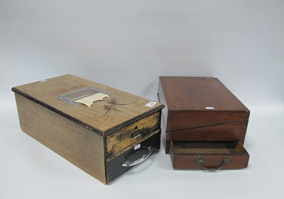 Lot 1449 - Vintage writing slope with glass inkwells,...