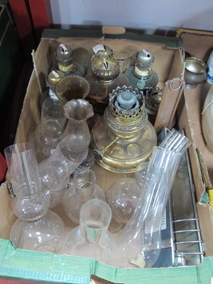 Lot 1073 - Glass Oil Lamps, glass funnels, etc:- One Box