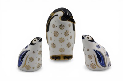 Lot 1100 - Three Royal Crown Derby Porcelain Paperweights...