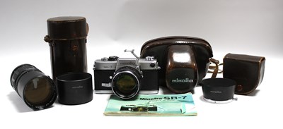 Lot 866 - Minolta SR-7 35mm SLR Camera, with attached...
